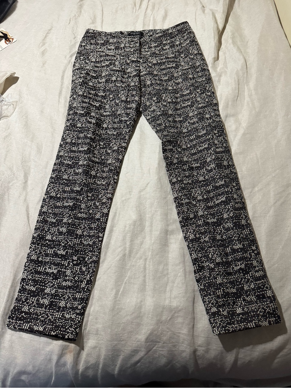 Y2K Etcetera Women’s Black White Metallic Tweed Straight Leg Dress Pants Size 4
